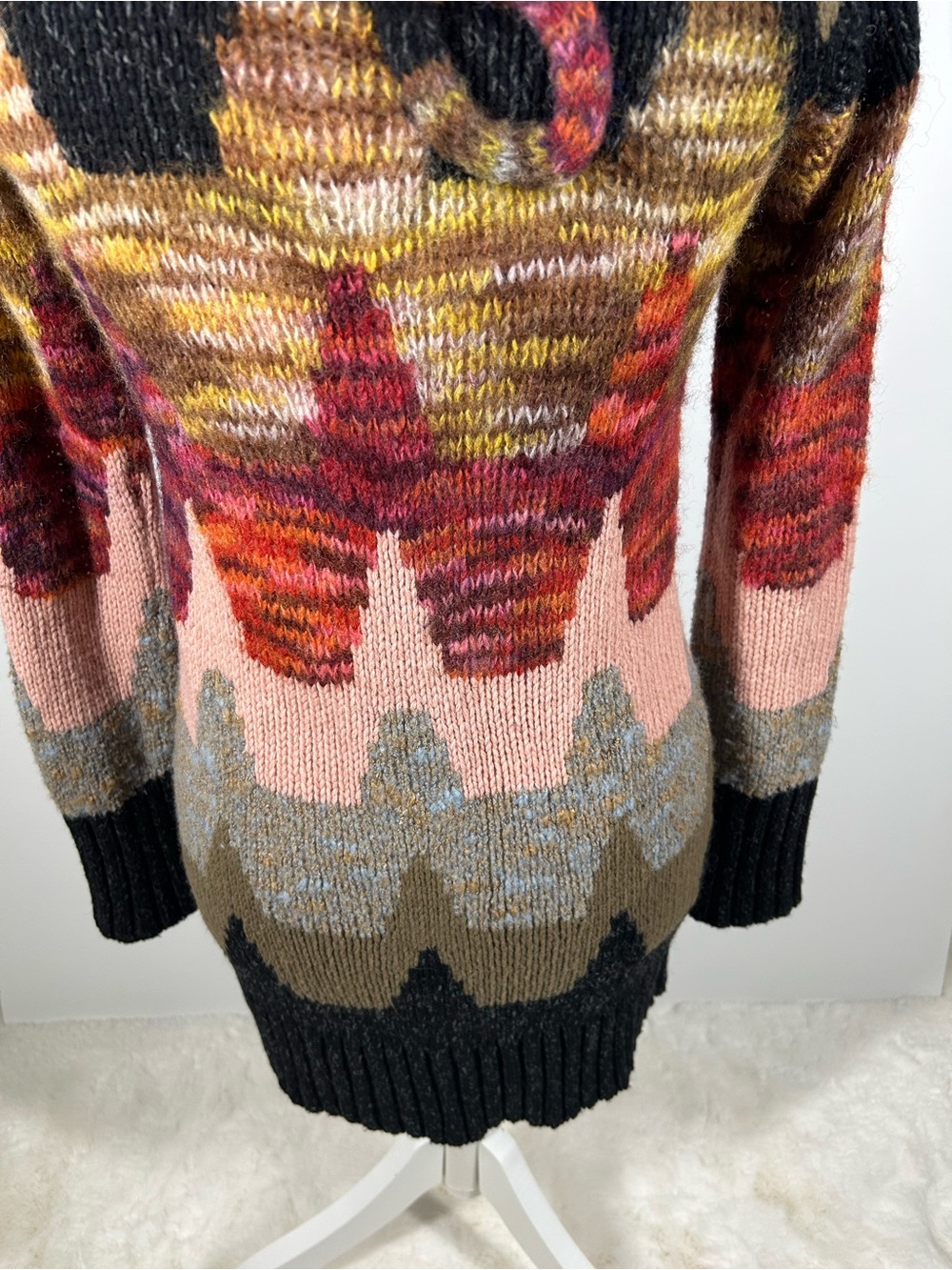 Anthropologie Sleeping on Snow Loops & Angles Wool Knit Sweater Coat XS - Picture 12 of 15